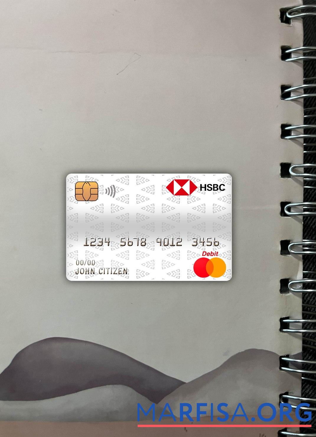 Realistic Czech HSBC bank master debit card photolook front download for verification